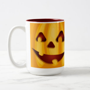 Tasse 2 Couleurs Citrouille sculpté souriant design Halloween
