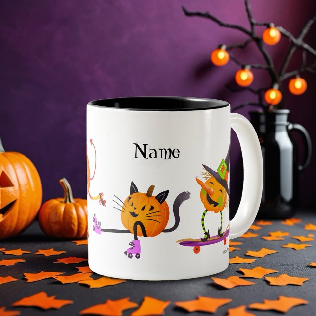 Tasse 2 Couleurs Citrouilles de patinage d'Halloween personnalisés (Créateur téléchargé)