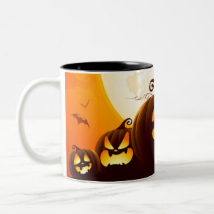 Tasse 2 Couleurs Citrouilles d'Halloween sous les serviettes d'affi
