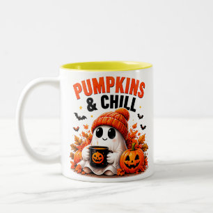 Tasse 2 Couleurs Citrouilles Et Détente Drôle Fantôme Cosy Automne