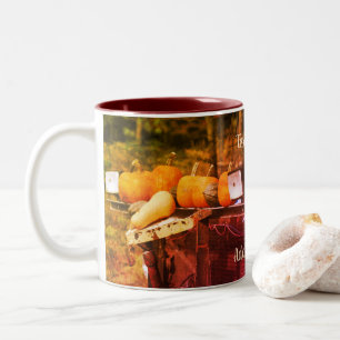 Tasse 2 Couleurs Citrouilles Sur Camion Nature Art Personnalisé