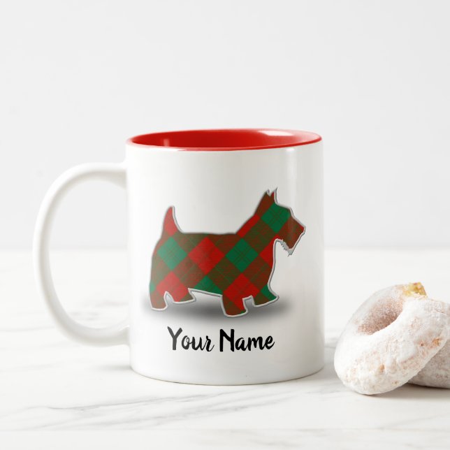 Tasse 2 Couleurs Clan écossais Erskine Tartan Scottish Terrier (Avec donut)