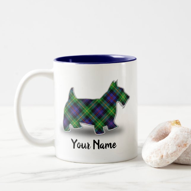 Tasse 2 Couleurs Clan écossais Farquharson Tartan Scottish Terrier (Avec donut)