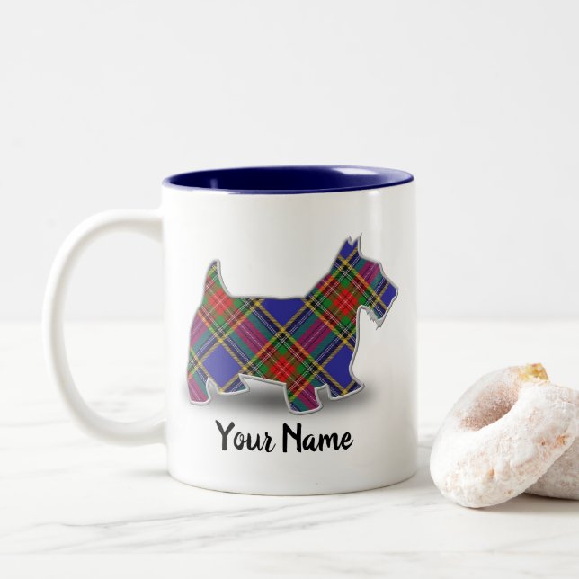 Tasse 2 Couleurs Clan MacBeth Tartan Scottish Terrier (Avec donut)