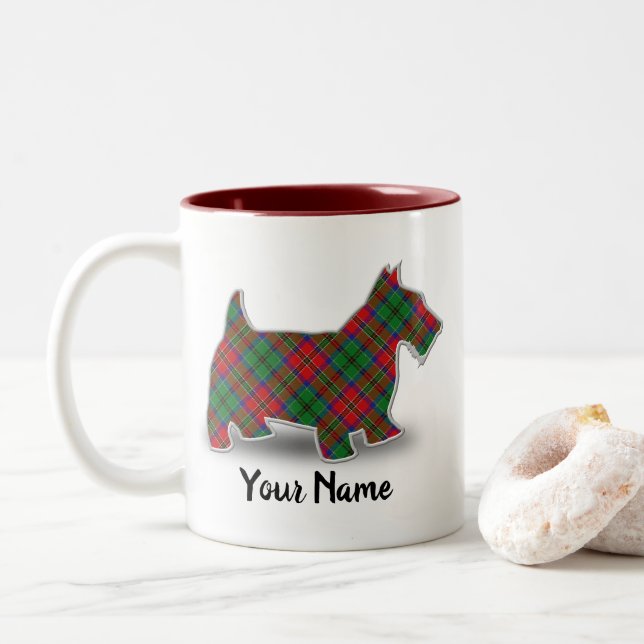 Tasse 2 Couleurs Clan MacCulloch Tartan Scottish Terrier (Avec donut)