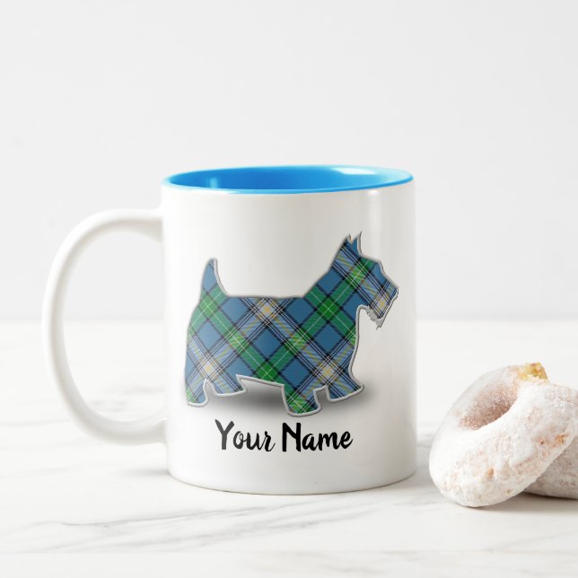 Tasse 2 Couleurs Clan MacDowall Tartan Scottish Terrier (Avec donut)