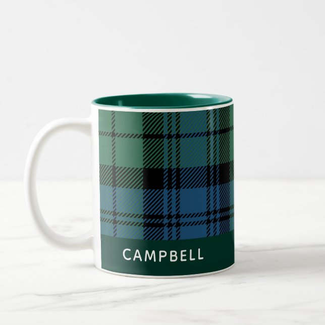 Tasse 2 Couleurs Clan Plaid Personnalisé Campbell Rustic Tartan (Gauche)