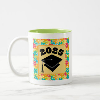 Tasse 2 Couleurs Classe De 2025 Retro Flowered