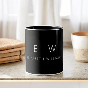 Tasse 2 Couleurs Classic Élégant Moderne Minimaliste Nom Monogramme