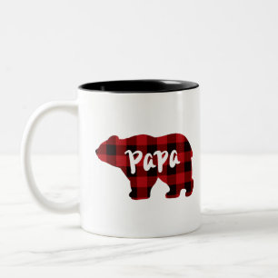Tasse 2 Couleurs Classic rétro papa ours rouge noir plaid