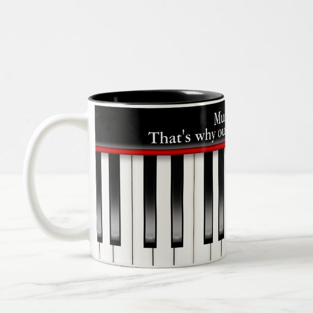 Tasse 2 Couleurs Clavier de piano avec citation de musique (Gauche)