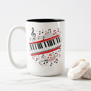 Tasse 2 Couleurs Clavier Piano Art "Touches de clavier" Musiciens