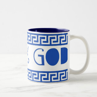 TASSE 2 COULEURS CLÉ GRECQUE DE GREC D'UN DIEU