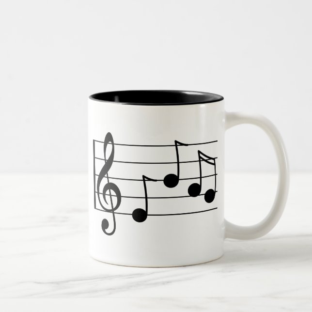 Tasse 2 Couleurs Clef triple et personnel de notation musicale (Droit)