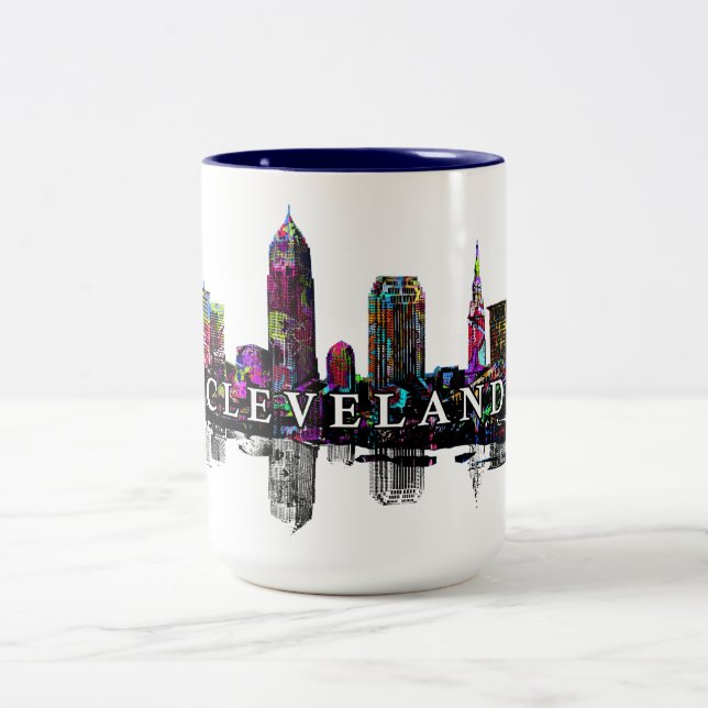 Tasse 2 Couleurs Cleveland, Ohio en graffiti (Centre)