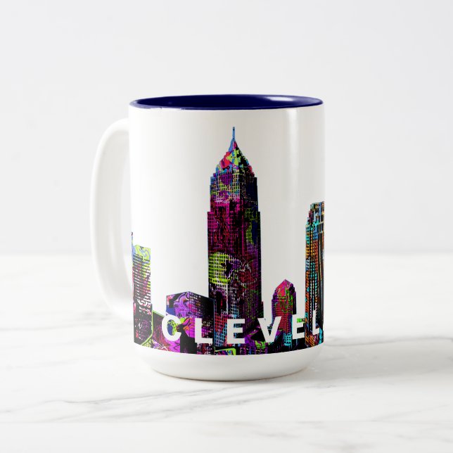Tasse 2 Couleurs Cleveland, Ohio en graffiti (Devant gauche)