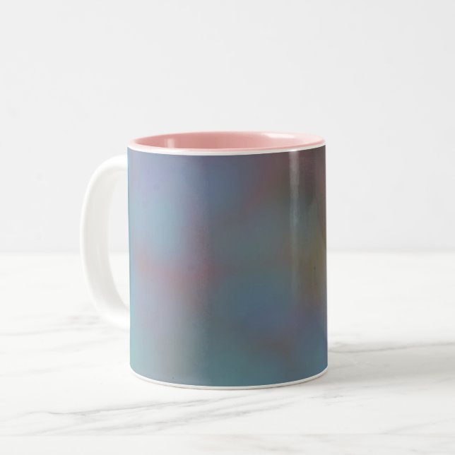 Tasse 2 Couleurs Cloud gris turquoise et violet abstrait (Devant gauche)