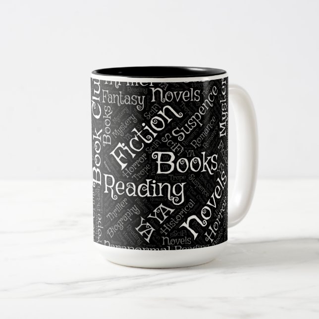 Tasse 2 Couleurs Cloud Word pour les amateurs de livres (Devant droit)