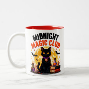 Tasse 2 Couleurs Club de Magie de Minuit Chat Noir Magie d'Hallowee