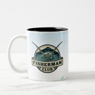 Tasse 2 Couleurs Club de Pêcheur Vintage Graphique Montagne Rétro