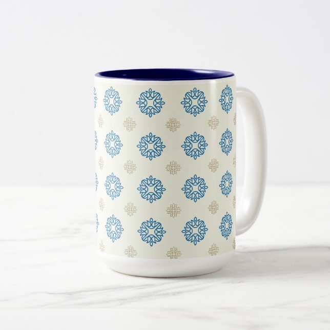 Tasse 2 Couleurs Cobalt Blue Floral Pattern (Devant droit)