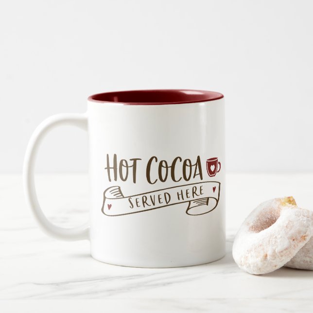 Tasse 2 Couleurs Coca Chaud Servi Ici Mignonne Écriture De Main Vac (Avec donut)