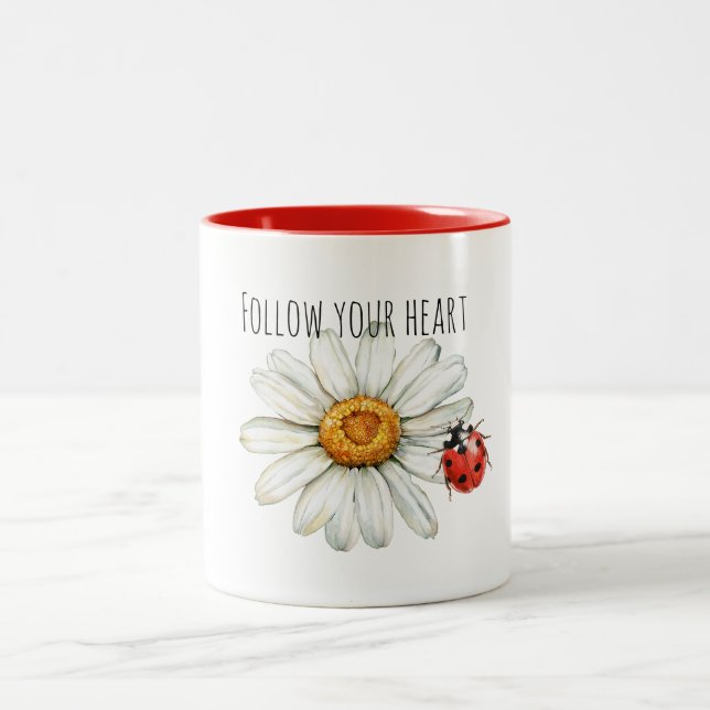 Tasse 2 Couleurs Coccinelle Fleur de Marguerite (Centre)