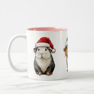 Tasse 2 Couleurs Cochon de Guinée Vêtements de Noël Santa Hat