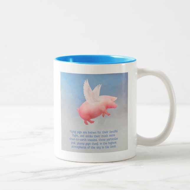 Tasse 2 Couleurs Cochon Volant (Droit)