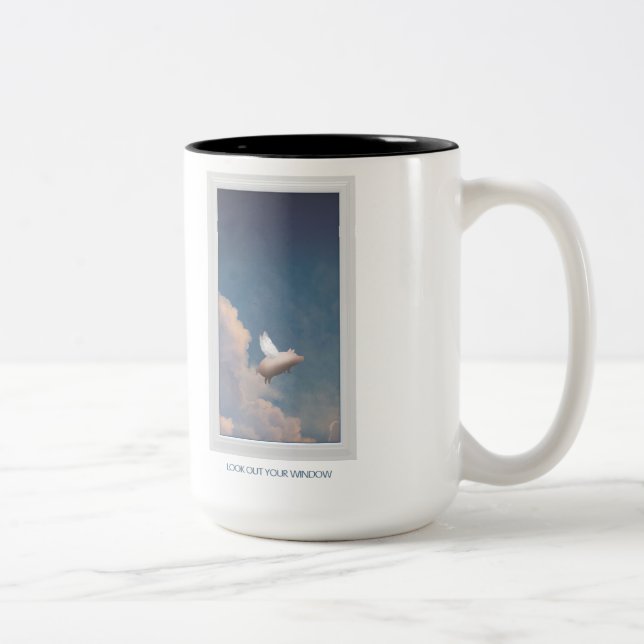 Tasse 2 Couleurs cochon volant (Droit)