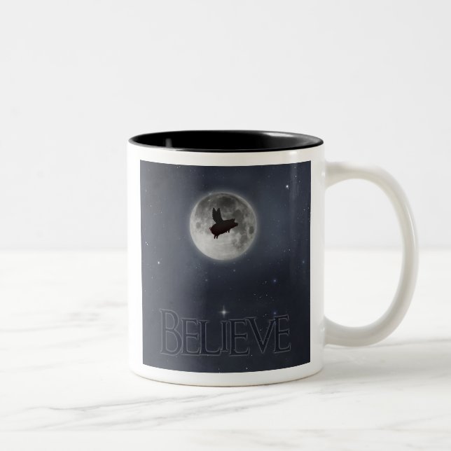 Tasse 2 Couleurs Cochon volant nocturne croit (Droit)