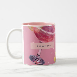 Tasse 2 Couleurs Cocktail Rose Pailleté Personnalisé Glamour