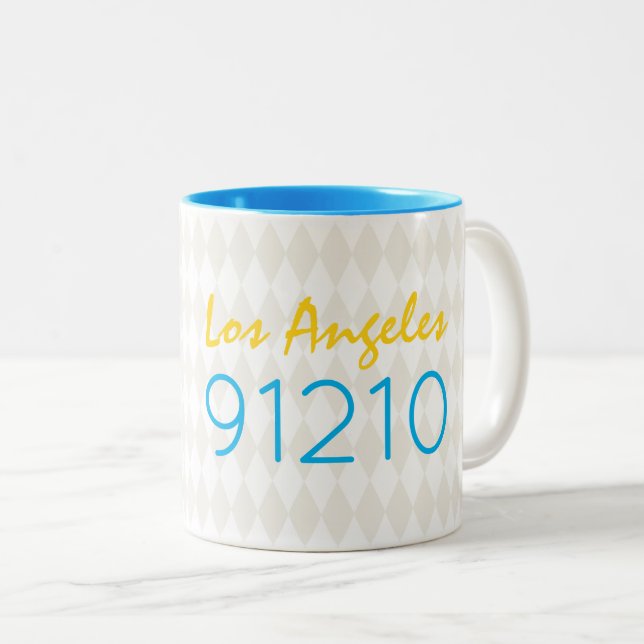 Tasse 2 Couleurs Code postal de la ville Déplacement du café blanc  (Devant droit)