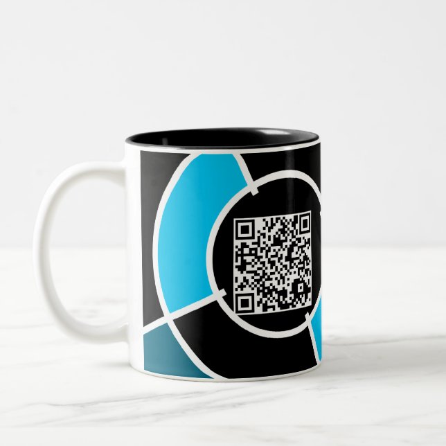 Tasse 2 Couleurs Code QR de bullseye turquoise (Gauche)