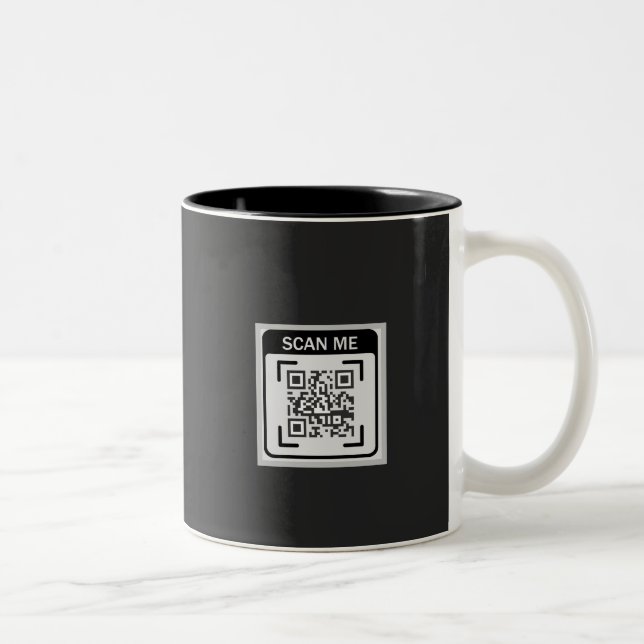 Tasse 2 Couleurs Code QR Logo Simple Entreprise Noir (Droit)