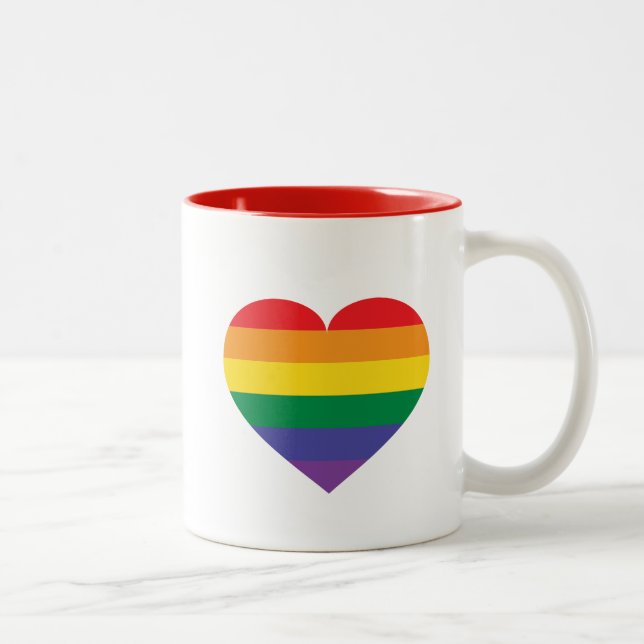 Tasse 2 Couleurs Coeur arc-en-ciel (Droit)