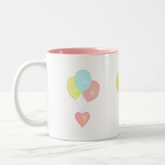 Tasse 2 Couleurs Coeur avec ballons (Gauche)