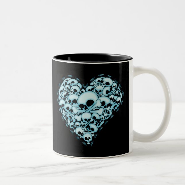 Tasse 2 Couleurs Coeur bleu de crâne (Droit)