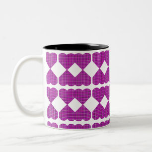 Tasse 2 Couleurs Cœur Carreaux Violet Noir Rose