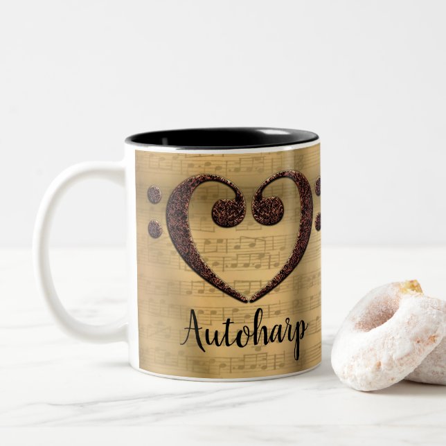 Tasse 2 Couleurs Coeur Clé Cuivre Double Basse Autoharp (Avec donut)