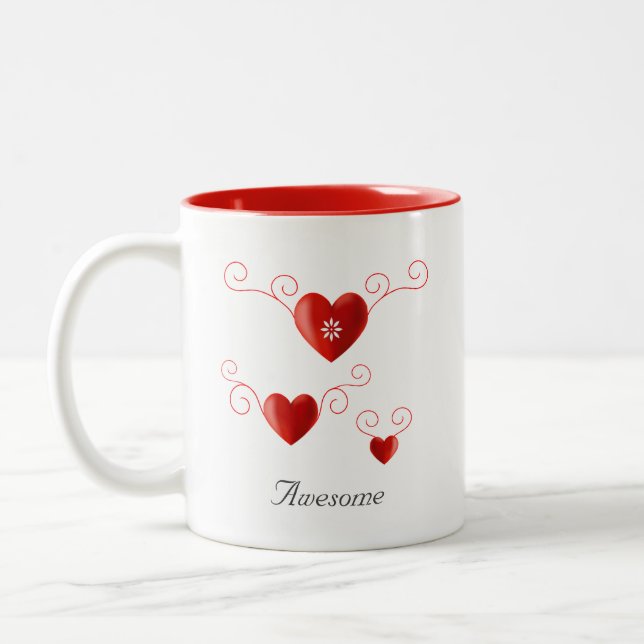 Tasse 2 Couleurs Cœur d'amour en fleurs (Gauche)