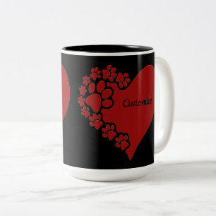 Tasse 2 Couleurs Coeur d'amour personnalisé pour animal de compagni