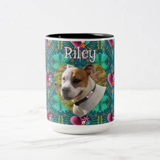 Tasse 2 Couleurs Cœur de Bourgogne avec fleurs et rayons dorés