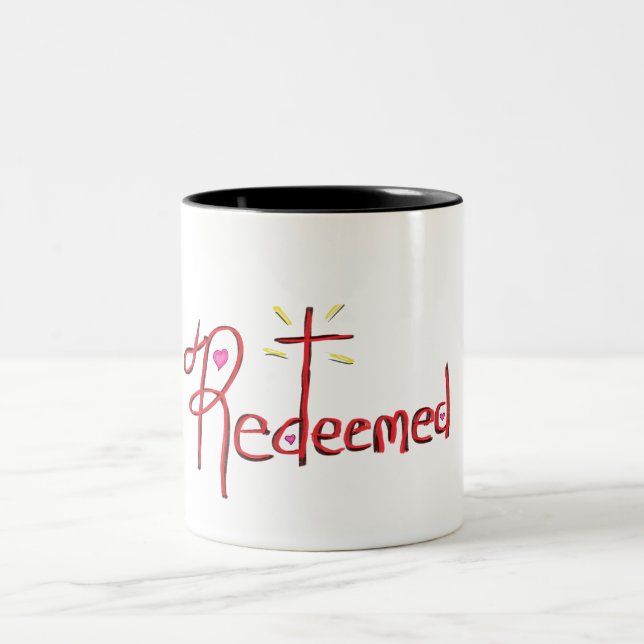 Tasse 2 Couleurs Cœur de croix de foi chrétienne rachetée  (Centre)
