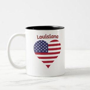 Tasse 2 Couleurs Cœur de drapeau américain de Louisiane