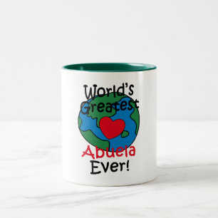 Tasse 2 Couleurs Cœur de la Meilleure Abuela du Monde