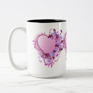 Tasse 2 Couleurs Coeur de lavande Rose en cascade