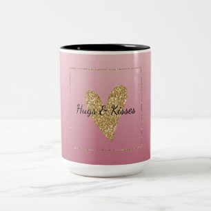 Tasse 2 Couleurs Coeur de Parties scintillant d'or rose Ombre