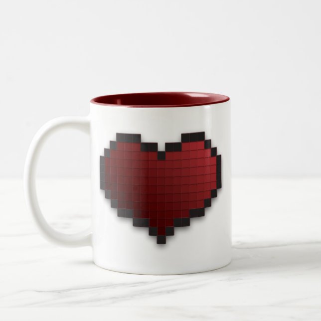 Tasse 2 Couleurs Coeur de pixel (Gauche)
