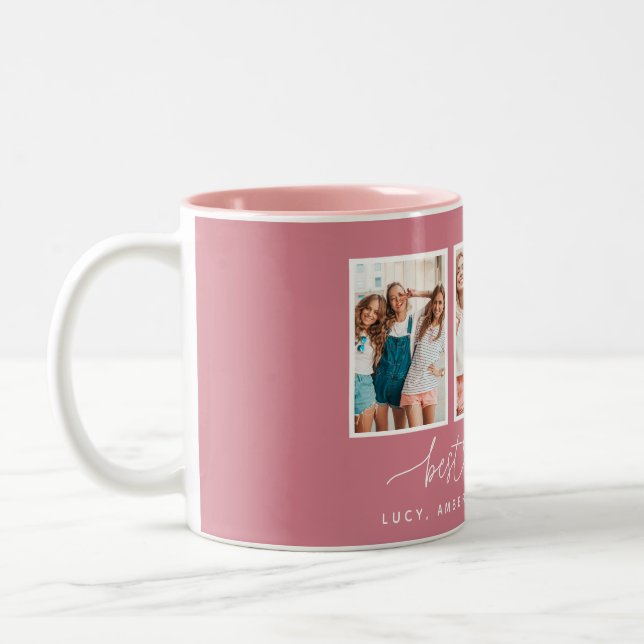 Tasse 2 Couleurs Coeur de script mignon moderne multi photo meilleu (Gauche)
